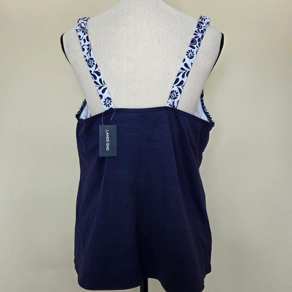 NWT Lands' End 18W Tankini Swim Top Underwire Square Neck Blue Floral - Picture 5 of 15